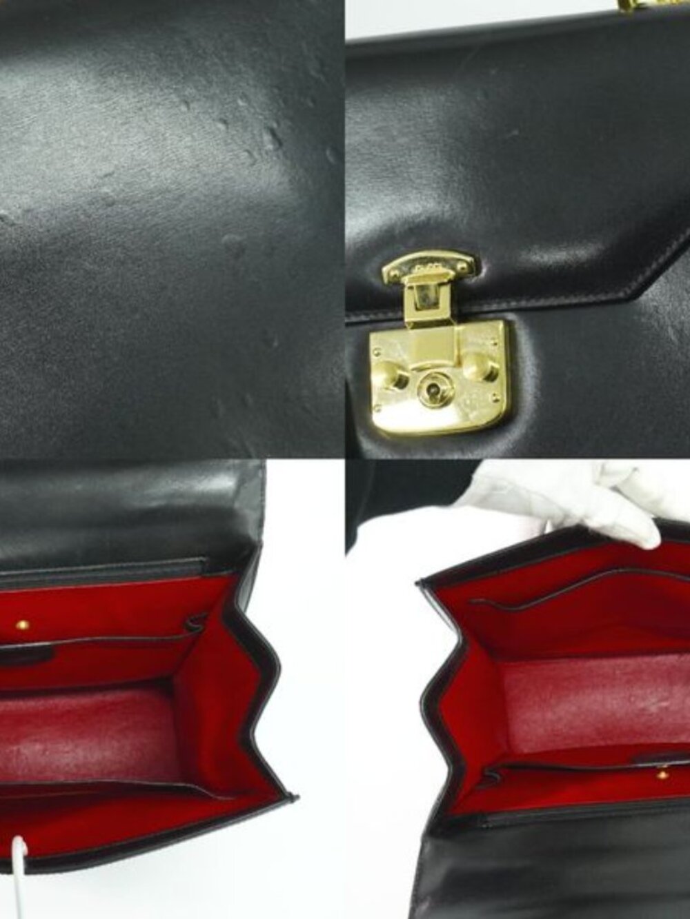 ★SOLD★ Gucci Lock 2-Way Shoulder Bag Leather Black Outside - Picture 7 of 9